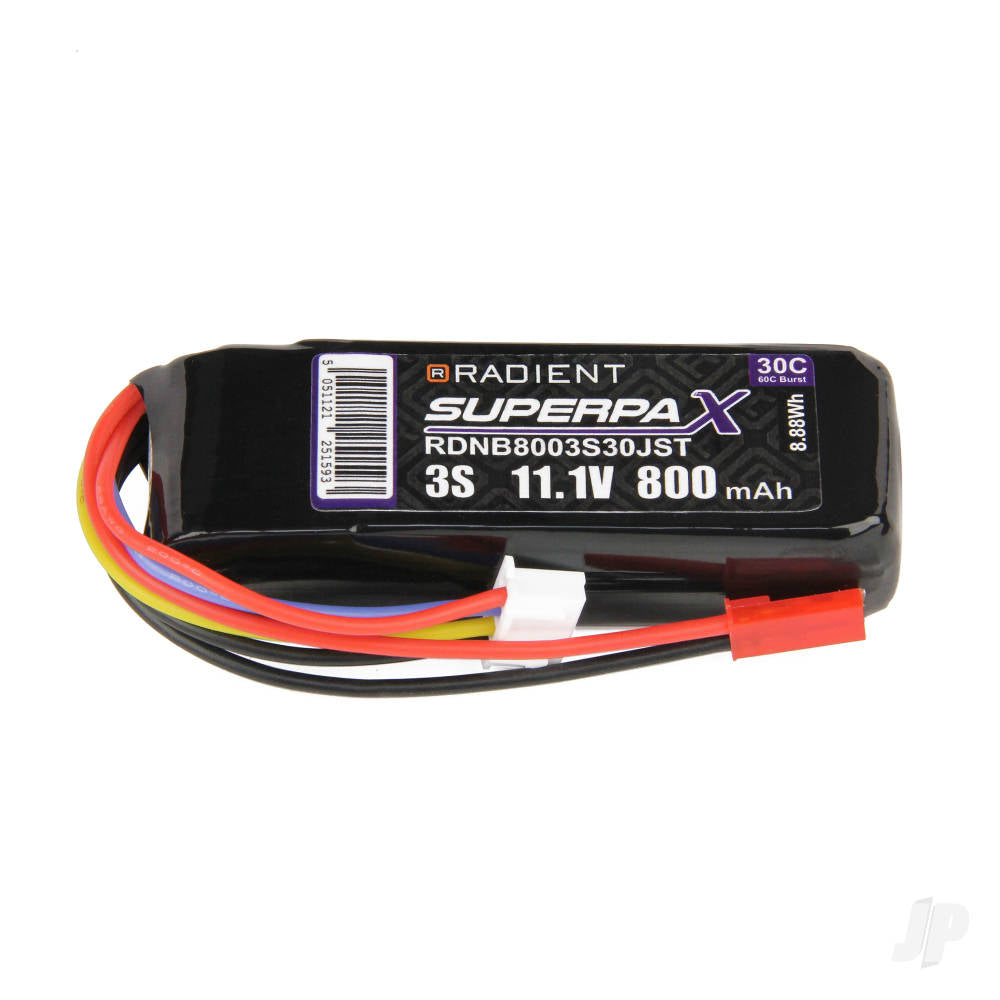 Radient LiPo 3S 800mAh 11.1V 30C JST B8003S30JST