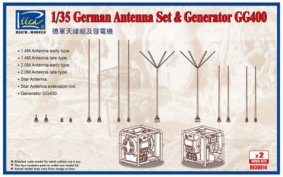 Riich Models RE30014 1:35 German Antenna Set & GG400 Generator