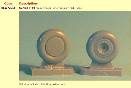 Radial Engines REW72011 1:72 P-40 Warhawk/Kittyhawk Wheels