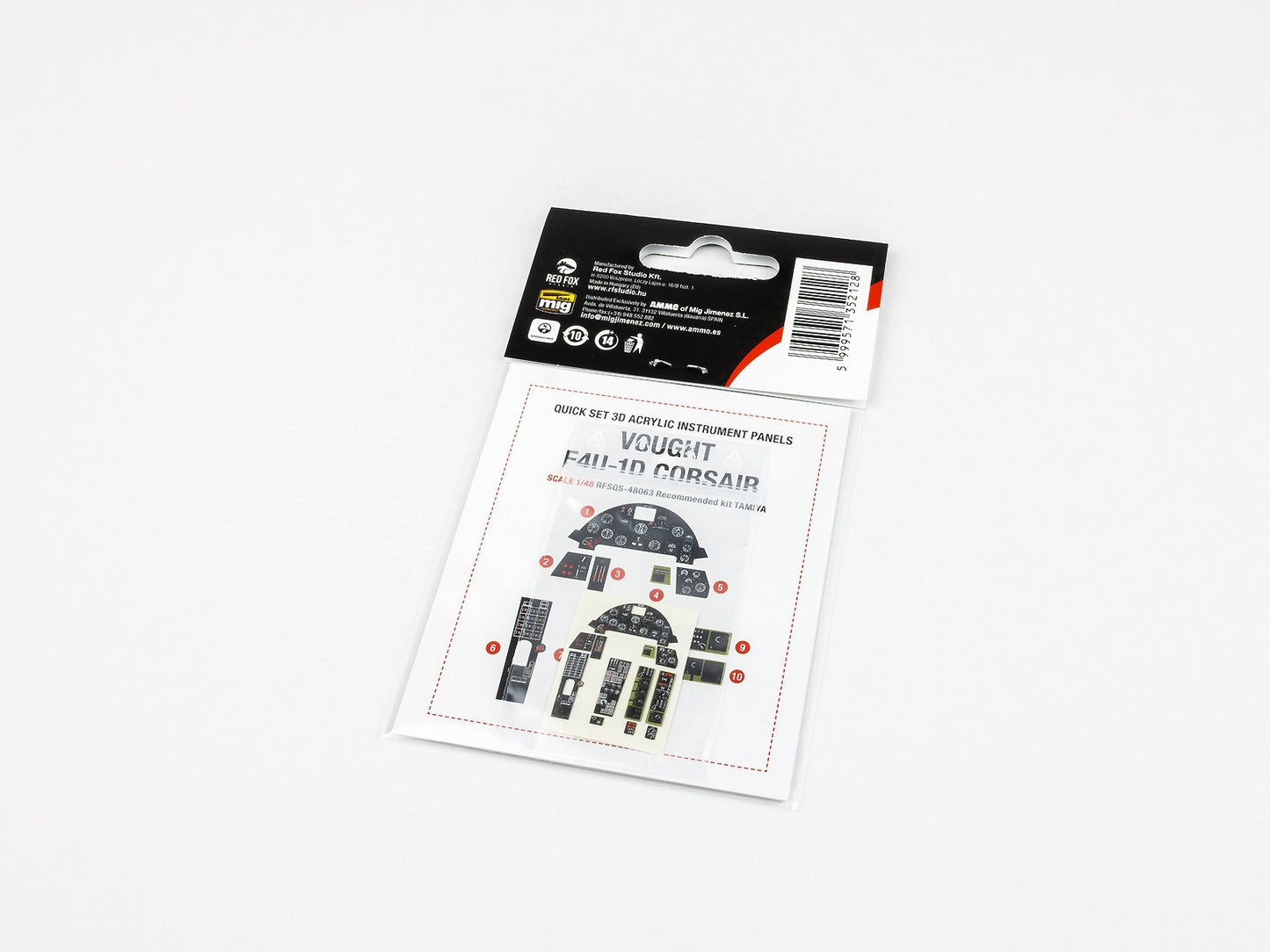 Red Fox Studio RFS-48063 1:48 Vought F4U-1D Corsair 3D Acrylic Instrument Panel