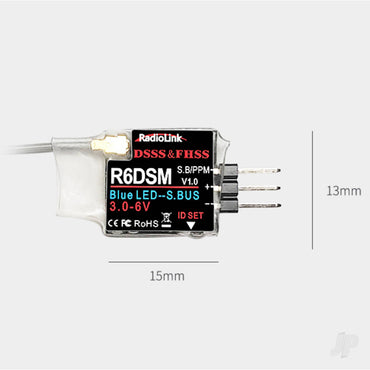 RadioLink R6DSM 2.4GHz 10-Channel Racing Drone Mini Receiver R101004