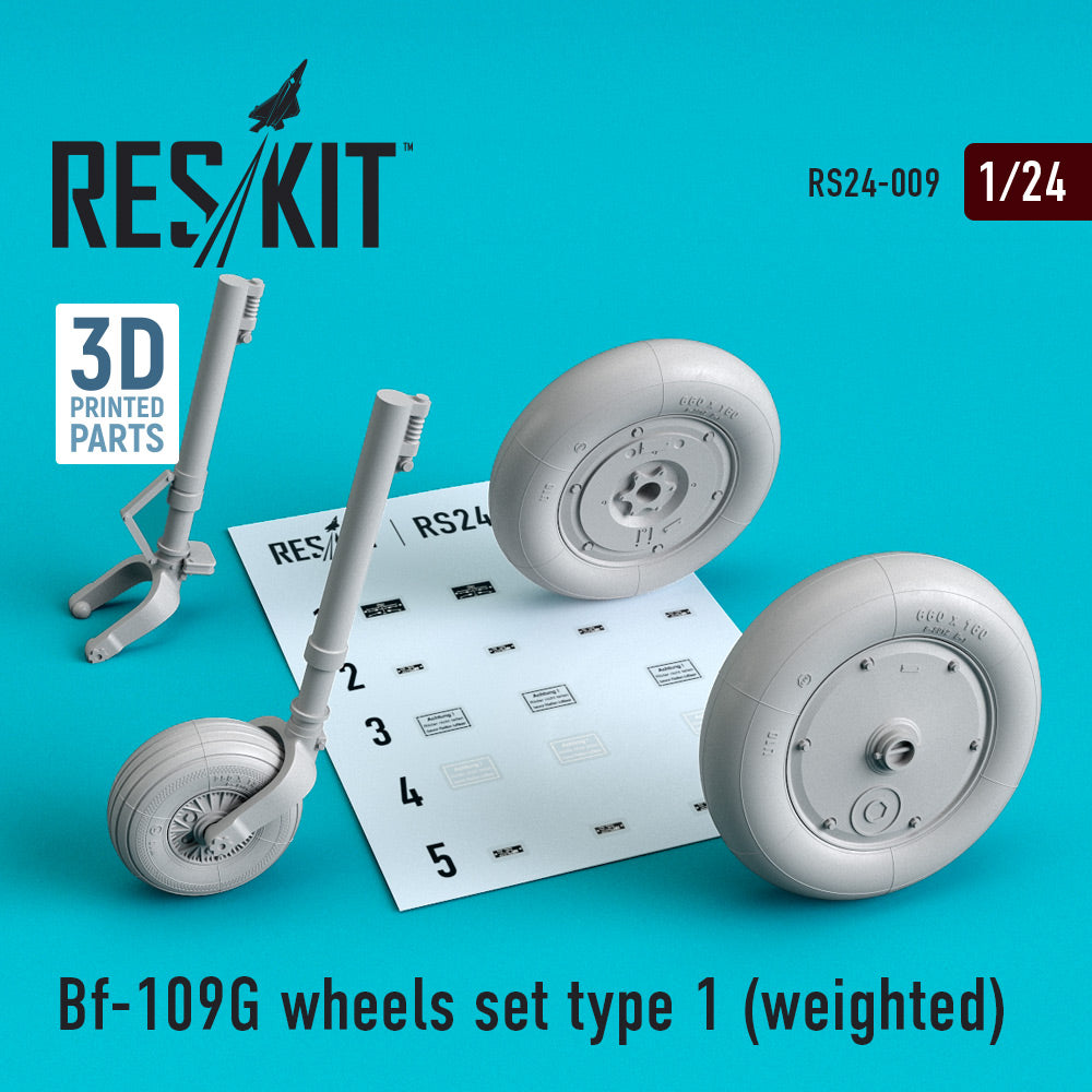 ResKit RS24-0009 1:24 Messerschmitt Bf-109G wheels set type 1