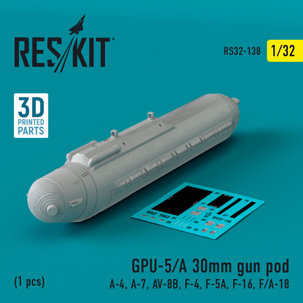 ResKit RS32-0138 1:32 GPU-5/A 30mm gun pod