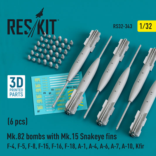 ResKit RS32-0343 1:32 Mk-82 bomb with Mk.15 Snakeye fins