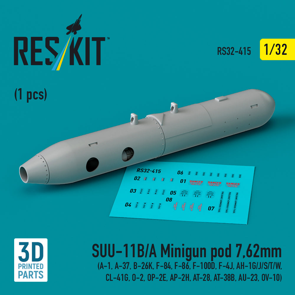 ResKit RS32-0415 1:32 SUU-11B/A Minigun pod 7,62mm