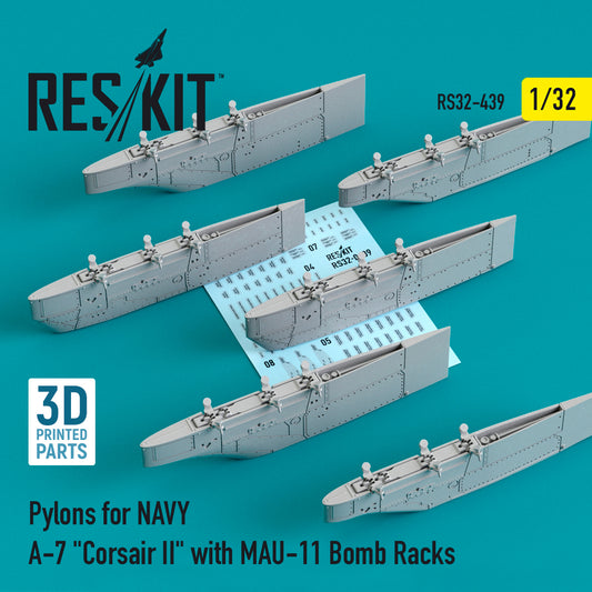 ResKit RS32-0439 1:32 Pylons for NAVY LTV A-7D Corsair II with MAU-11 Bomb Racks