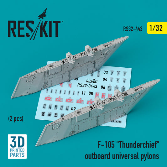 ResKit RS32-0443 1:32 Republic F-105D/F-105G outboard universal pylons