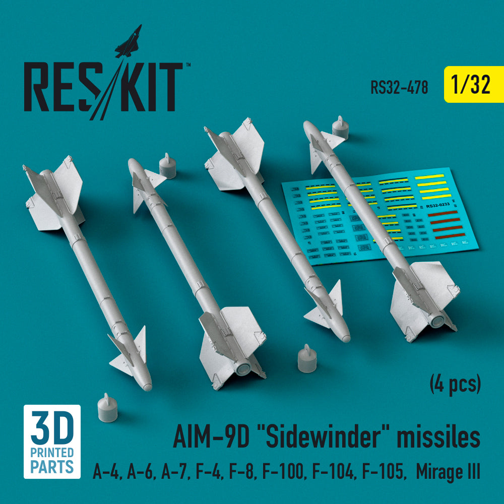 ResKit RS32-0478 1:32 AIM-9D Sidewinder missiles