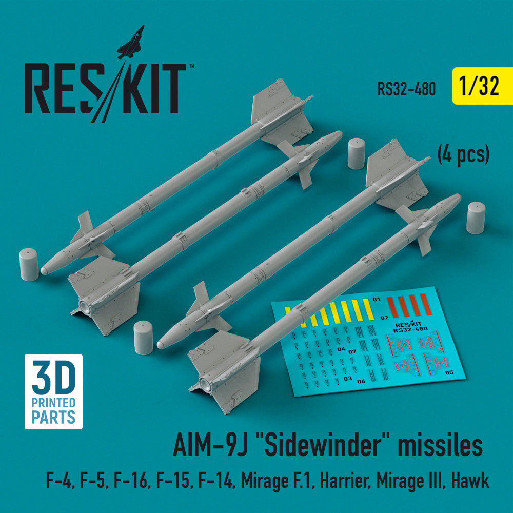 ResKit RS32-0480 1:32 AIM-9J Sidewinder missiles