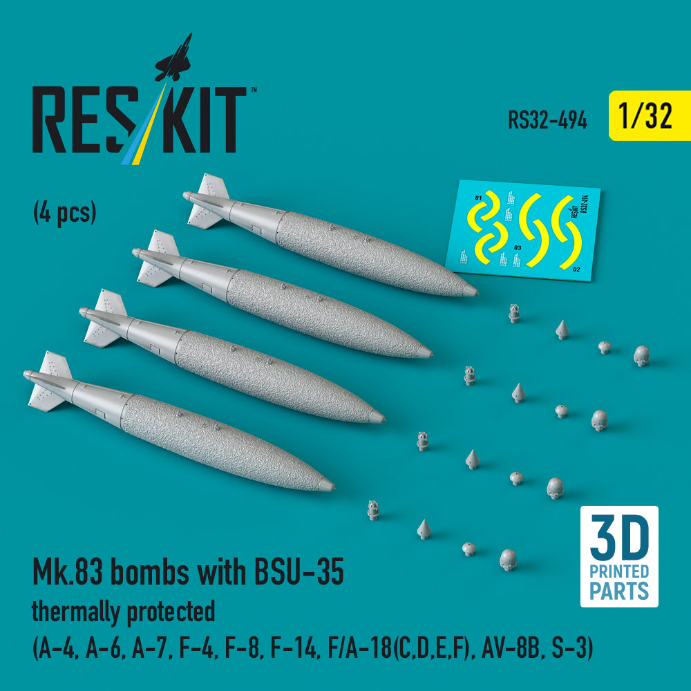 ResKit RS32-0494 1:32 Mk.83 bombs with BSU-35 thermally protected