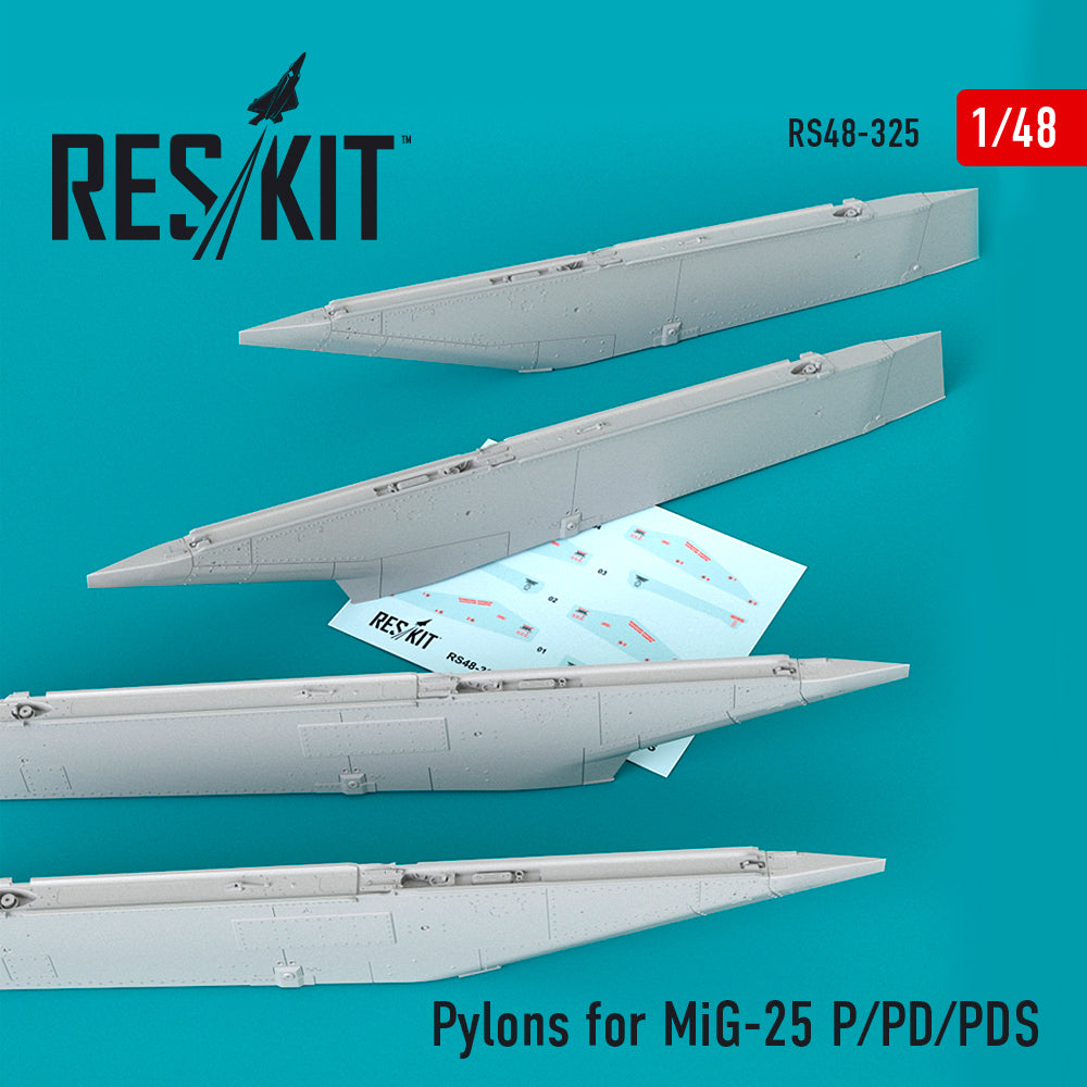 ResKit RS48-0325 1:48 Weapons Pylons for Mikoyan MiG-25P/MiG-25PD/MiG-25PDS