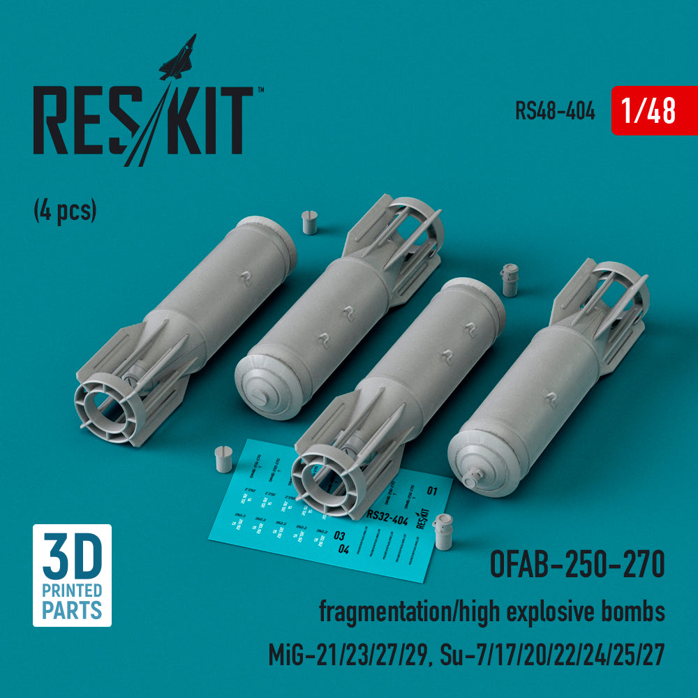 ResKit RS48-0404 1:48 OFAB-250-270 fragmentation/high explosive bombs