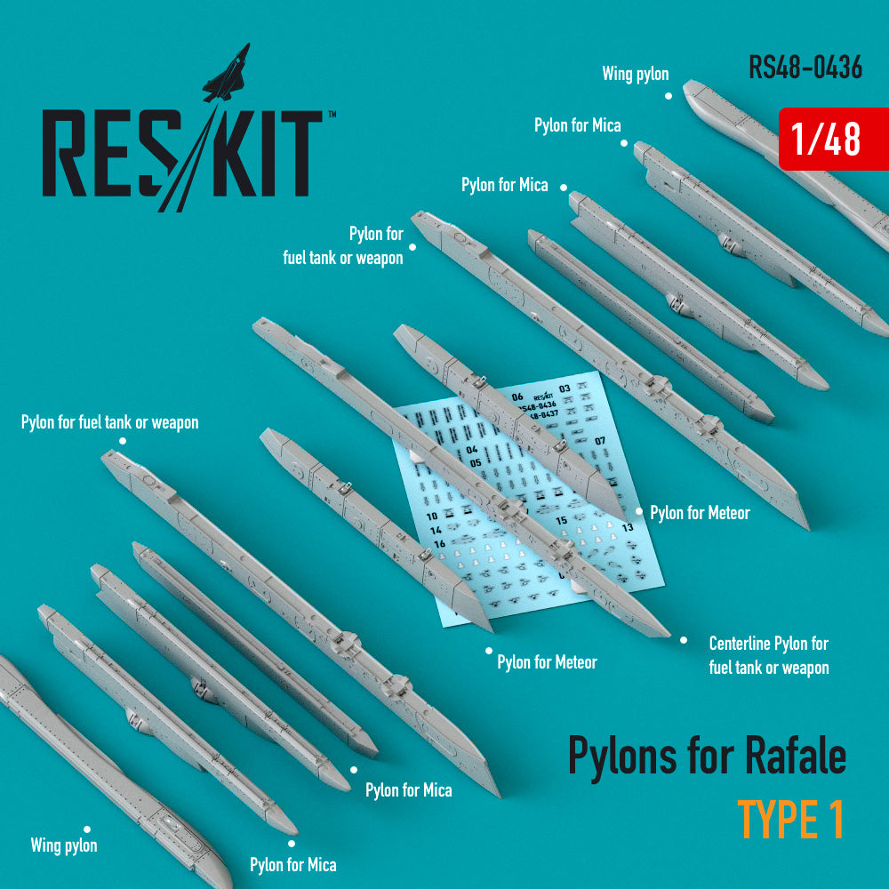 ResKit RS48-0436 1:48 Pylons for Dassault Rafale type 1