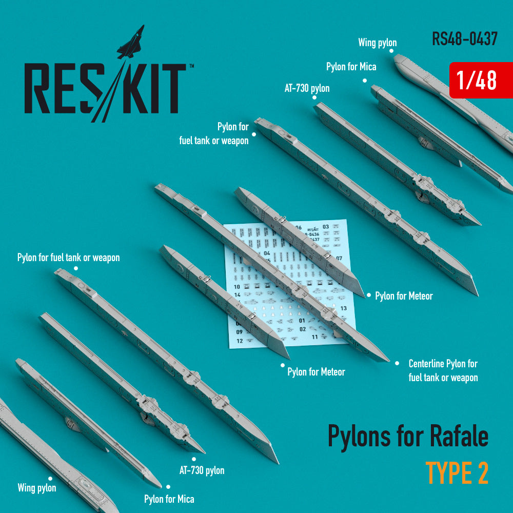 ResKit RS48-0437 1:48 Pylons for Dassault Rafale type 2