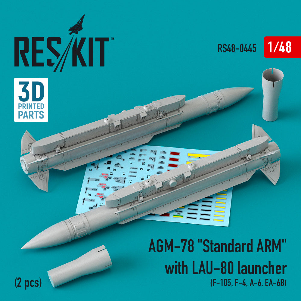 ResKit RS48-0445 1:48 AGM-78 Standard ARM with LAU-80 launcher