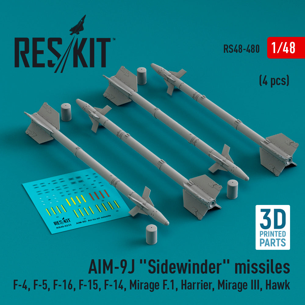ResKit RS48-0480 1:48 AIM-9J Sidewinder missiles