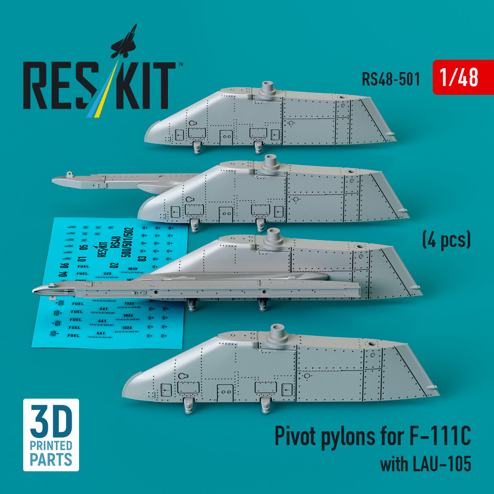 ResKit RS48-0501 1:48 Pivot pylons for General-Dynamics F-111C with LAU-105