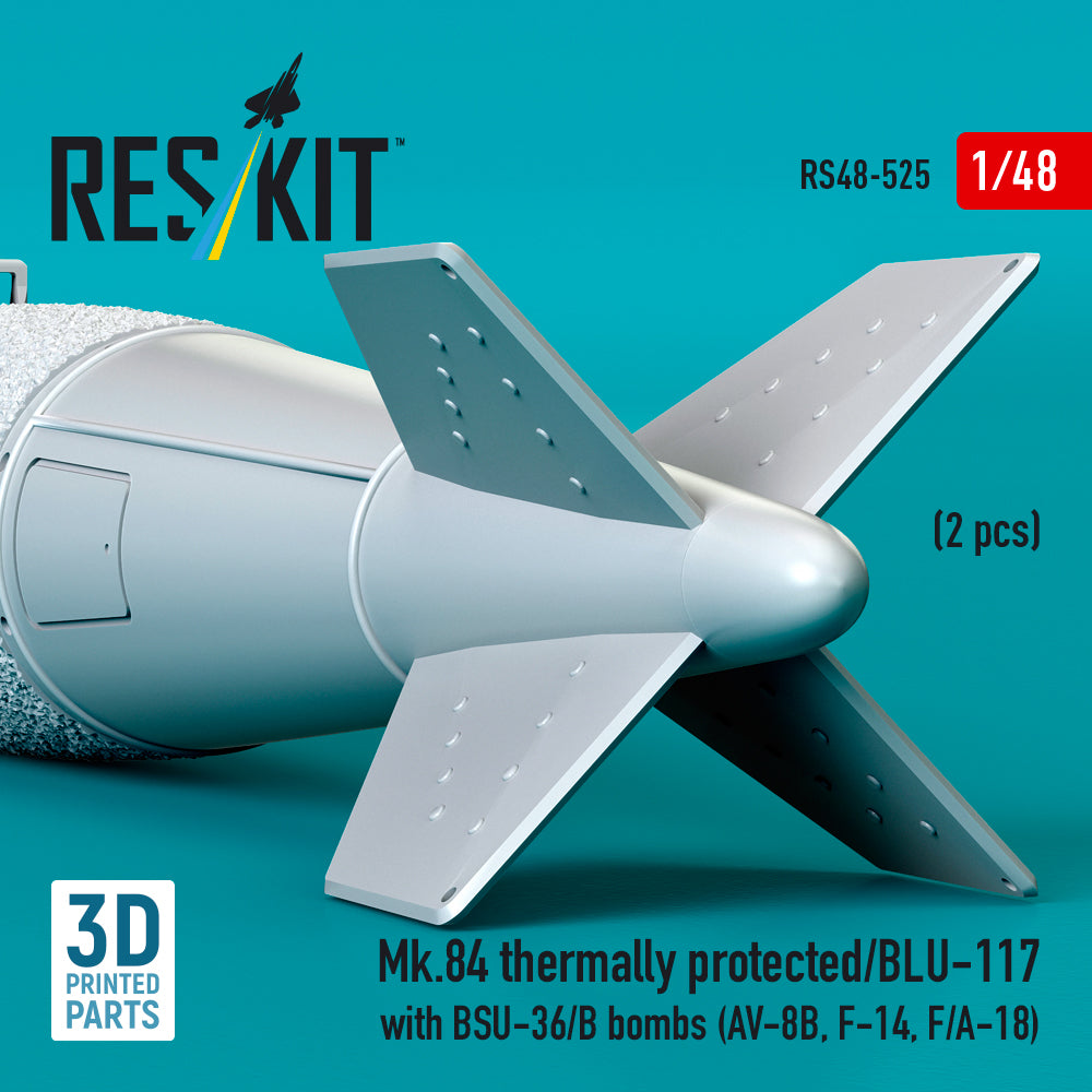 ResKit RS48-0525 1:48 Mk.84 thermally protected/BLU-117 with BSU-36/B bombs