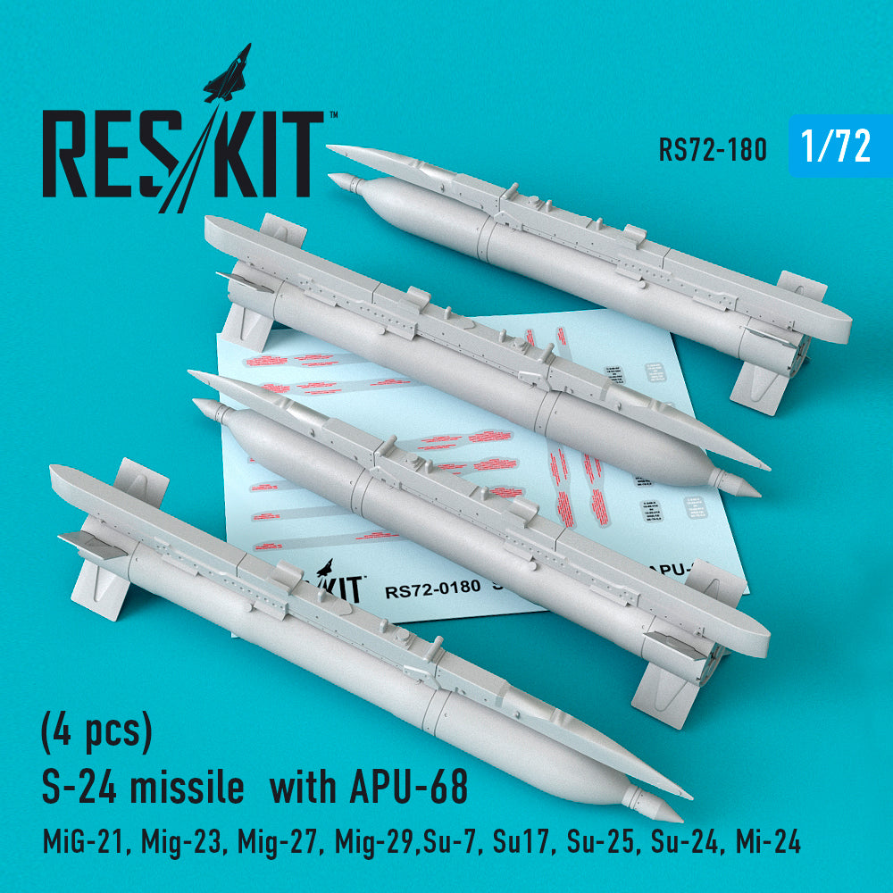ResKit RS72-0180 1:72 S-24 missiles with APU-68