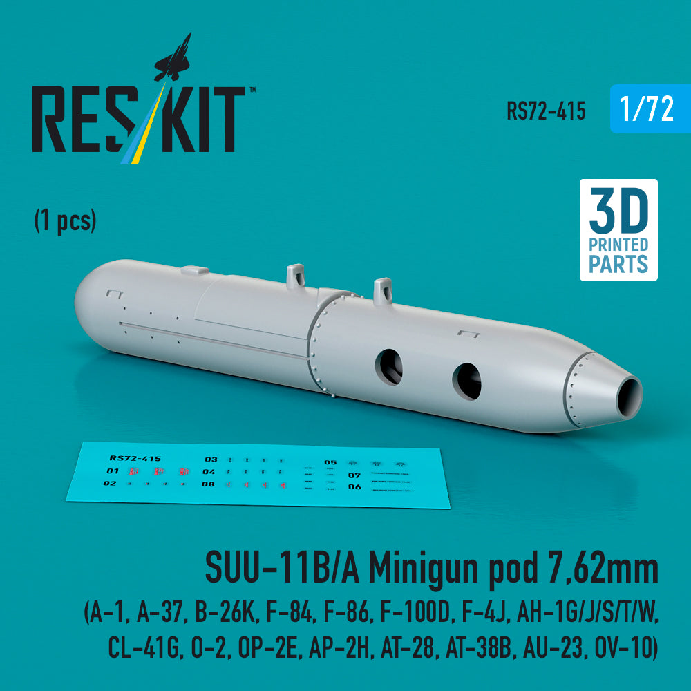 ResKit RS72-0415 1:72 SUU-11B/A Minigun pod 7,62mm
