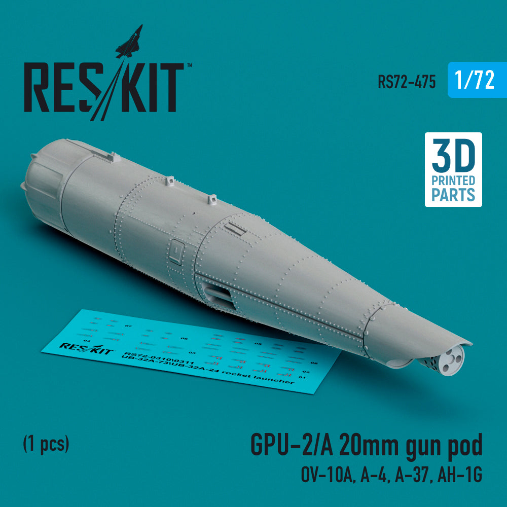 ResKit RS72-0475 1:72 GPU-2/A 20mm gun pod