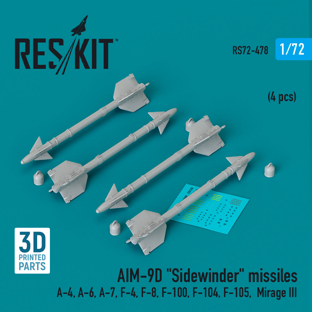 ResKit RS72-0478 1:72 AIM-9D Sidewinder missiles