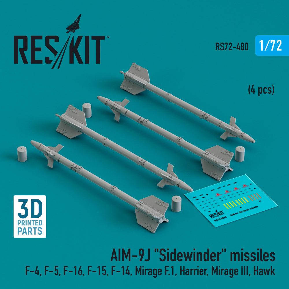 ResKit RS72-0480 1:72 AIM-9J Sidewinder missiles