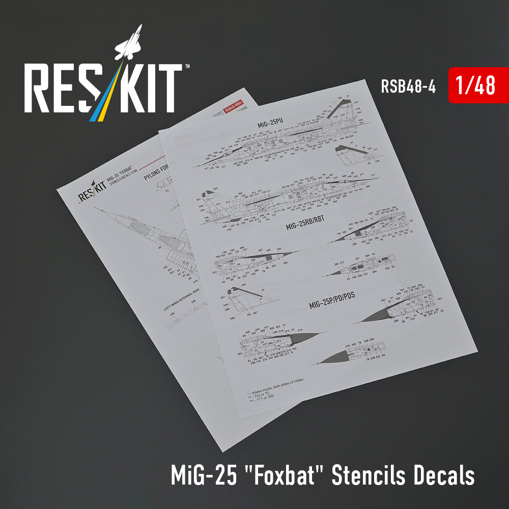 ResKit RSB48-0004 1:48 Mikoyan MiG-25 "Foxbat" Stencils Decals