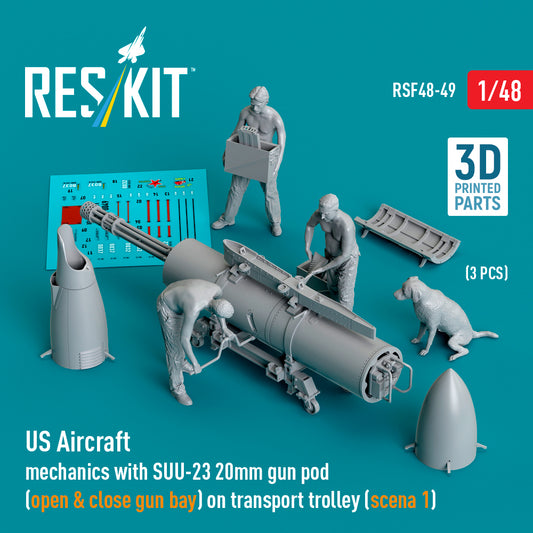 ResKit RSF48-0049 1:48 US Aircraft mechanics with SUU-23 20mm gun pod