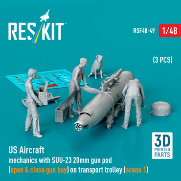 ResKit RSF48-0049 1:48 US Aircraft mechanics with SUU-23 20mm gun pod