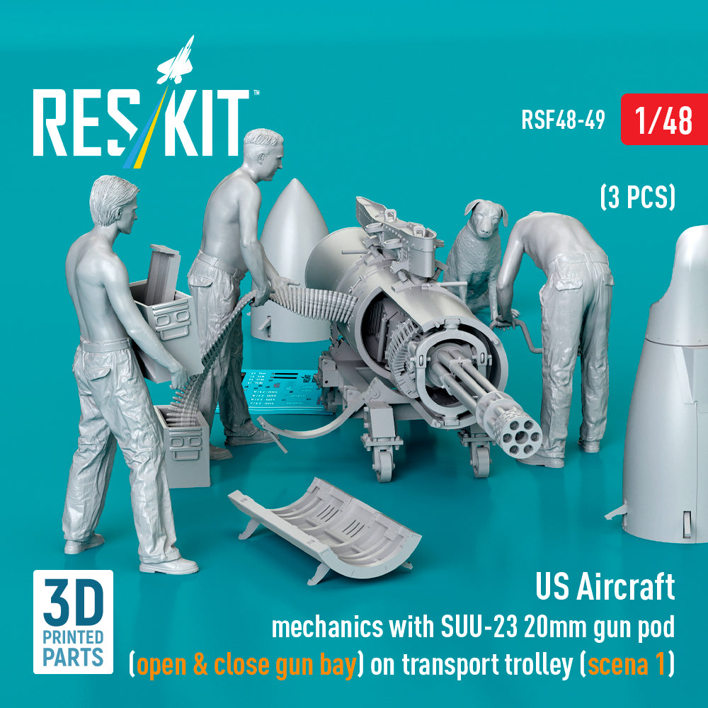 ResKit RSF48-0049 1:48 US Aircraft mechanics with SUU-23 20mm gun pod