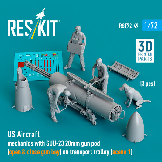 ResKit RSF72-0049 1:72 US Aircraft mechanics with SUU-23 20mm gun pod