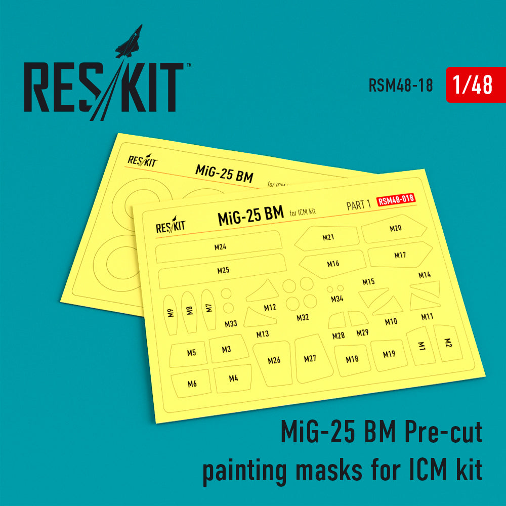 ResKit RSM48-0018 1:48 Mikoyan MiG-25BM Pre-cut painting masks
