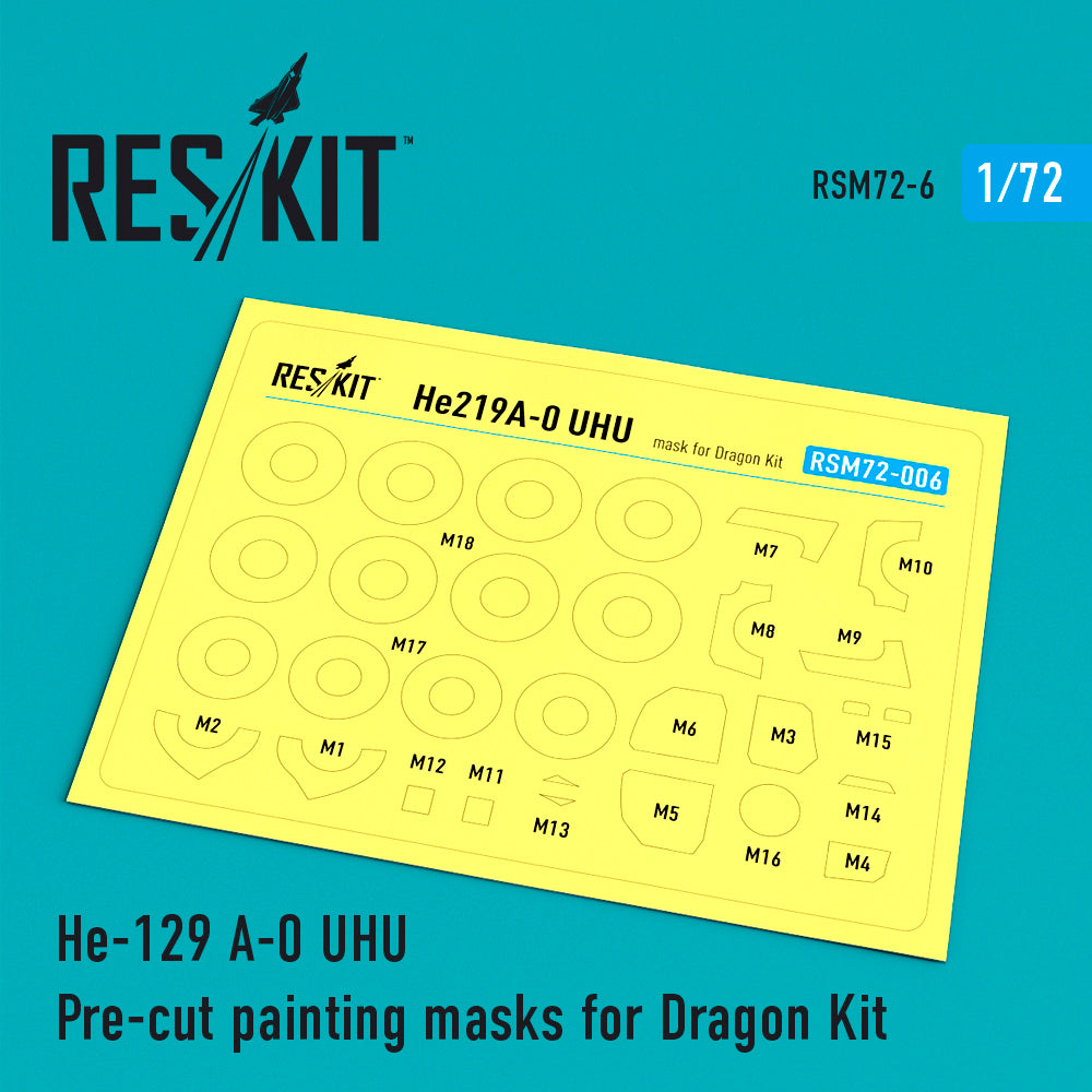 ResKit RSM72-0006 1:72 Heinkel He-129A-0 UHU Pre-cut painting masks