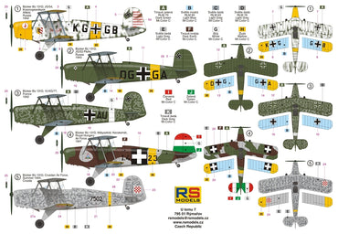RS Models RSMI92193 1:72 Bucker Bu-131D Jungmann 5 decal variants 1