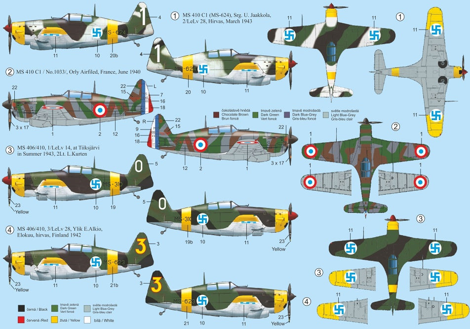RS Models RSMI92195 1:72 Morane-Saulnier MS.410 4 decal variants 1