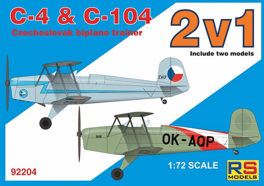 RS Models RSMI92204 1:72 C 4 + C 104 Czech Biplane trainer Double kit!