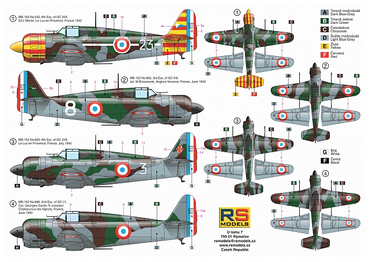 RS Models RSMI92217 1:72 Marcel-Bloch MB.152 Decals for French aircraft