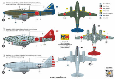 RS Models RSMI92274 1:72 Nakajima Ki-201 "Karyu" 3 decal v