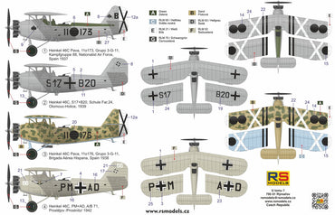 RS Models RSMI92286 1:72 Heinkel He-46C in Spanish service Decals 4 x Spanish
