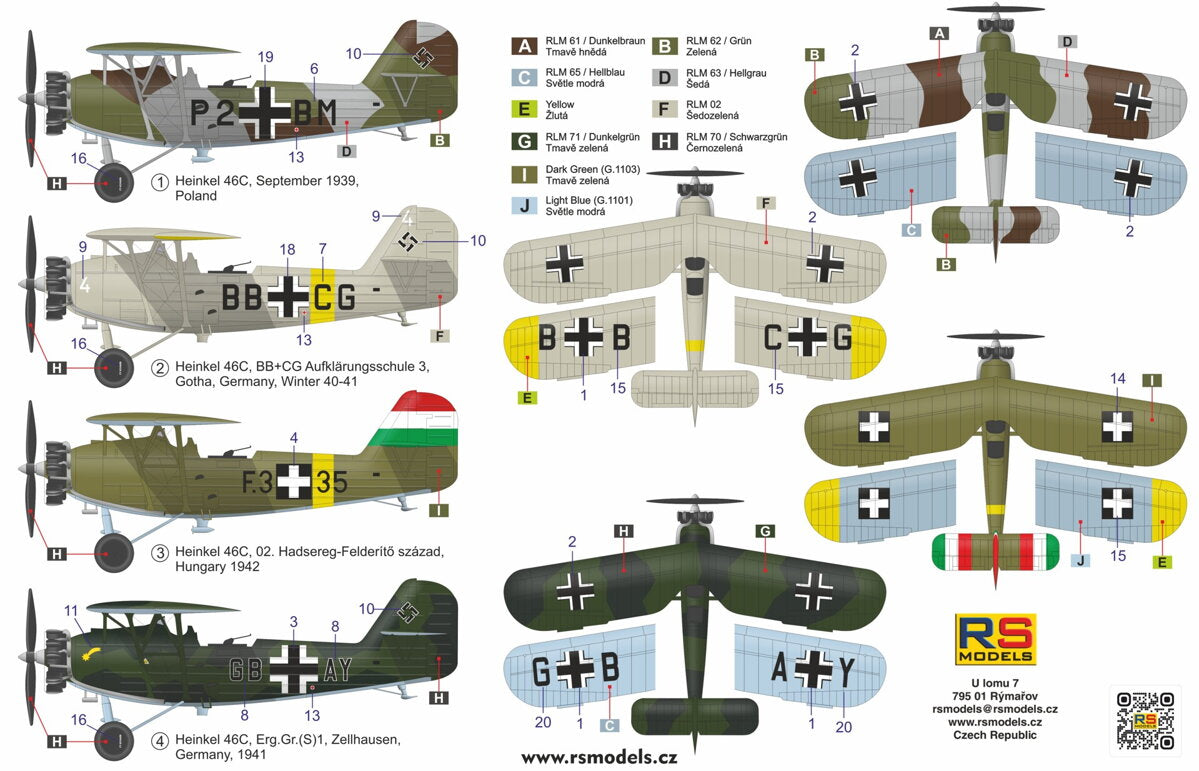 RS Models RSMI92287 1:72 Heinkel He-46C Recon