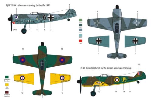 RS Models RSMI92085 1:72 Messerschmitt Bf-109X Decals Lutwaffe and Great Britain
