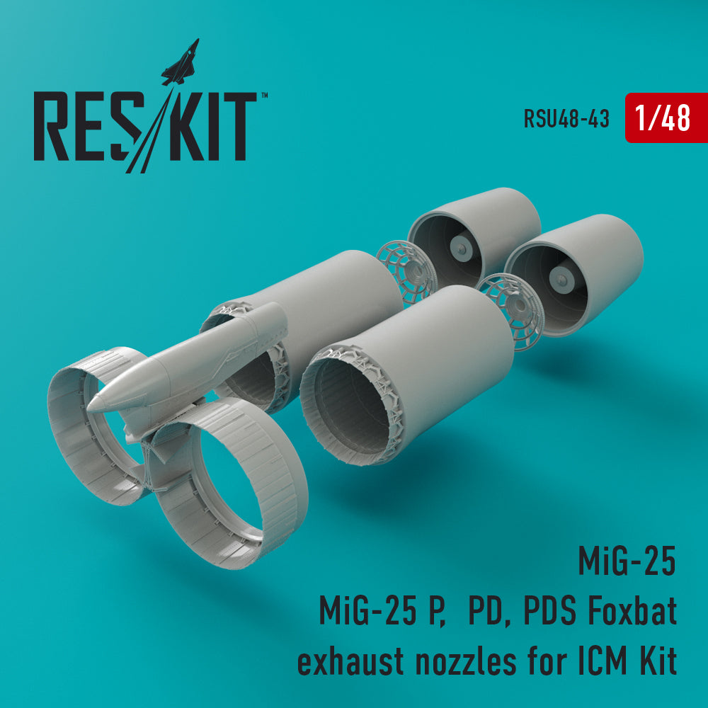 ResKit RSU48-0043 1:48 Mikoyan MiG-25P MiG-25PD MiG-25PDS Foxbat exhaust nozzles