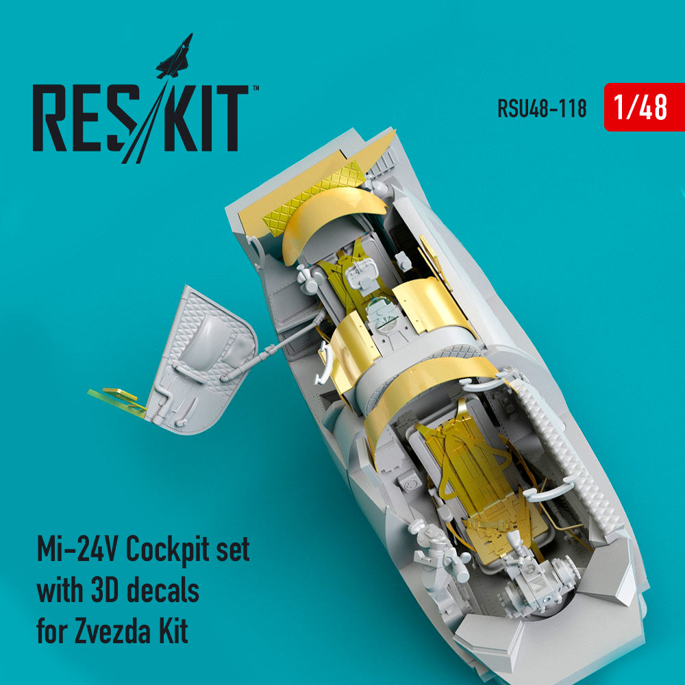 ResKit RSU48-0118 1:48 Mil Mi-24V/VP Cockpit set with Quinta Studio