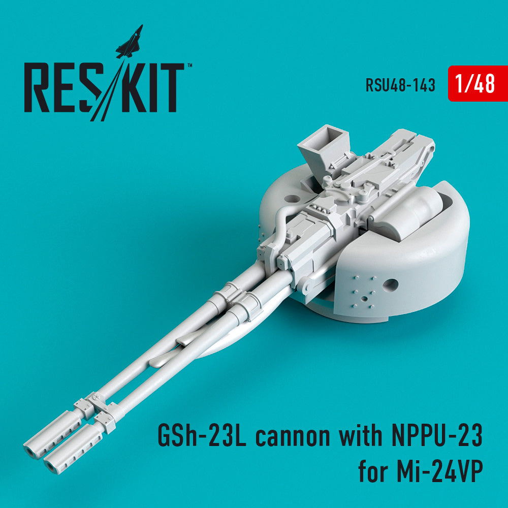 ResKit RSU48-0143 1:48 GSh-23L cannon with NPPU-23 for Mil Mi-24V/VP