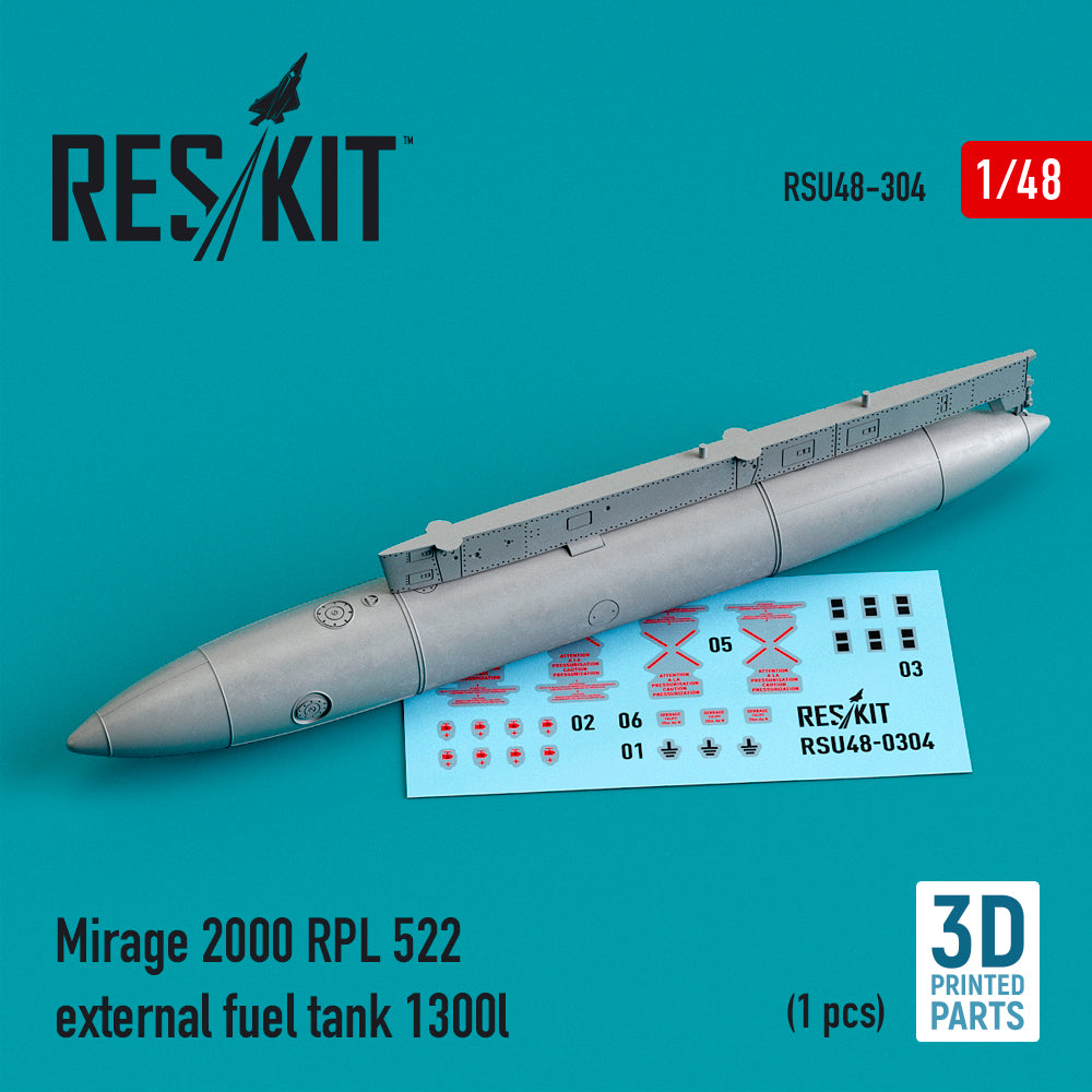 ResKit RSU48-0304 1:48 Mirage 2000 RPL 522 1300lt Fuel Tank
