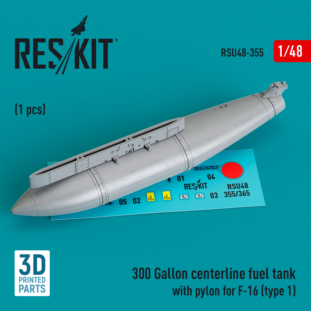 ResKit RSU48-0355 1:48 F-16 300gal Centerline Fuel Tank & Pylon