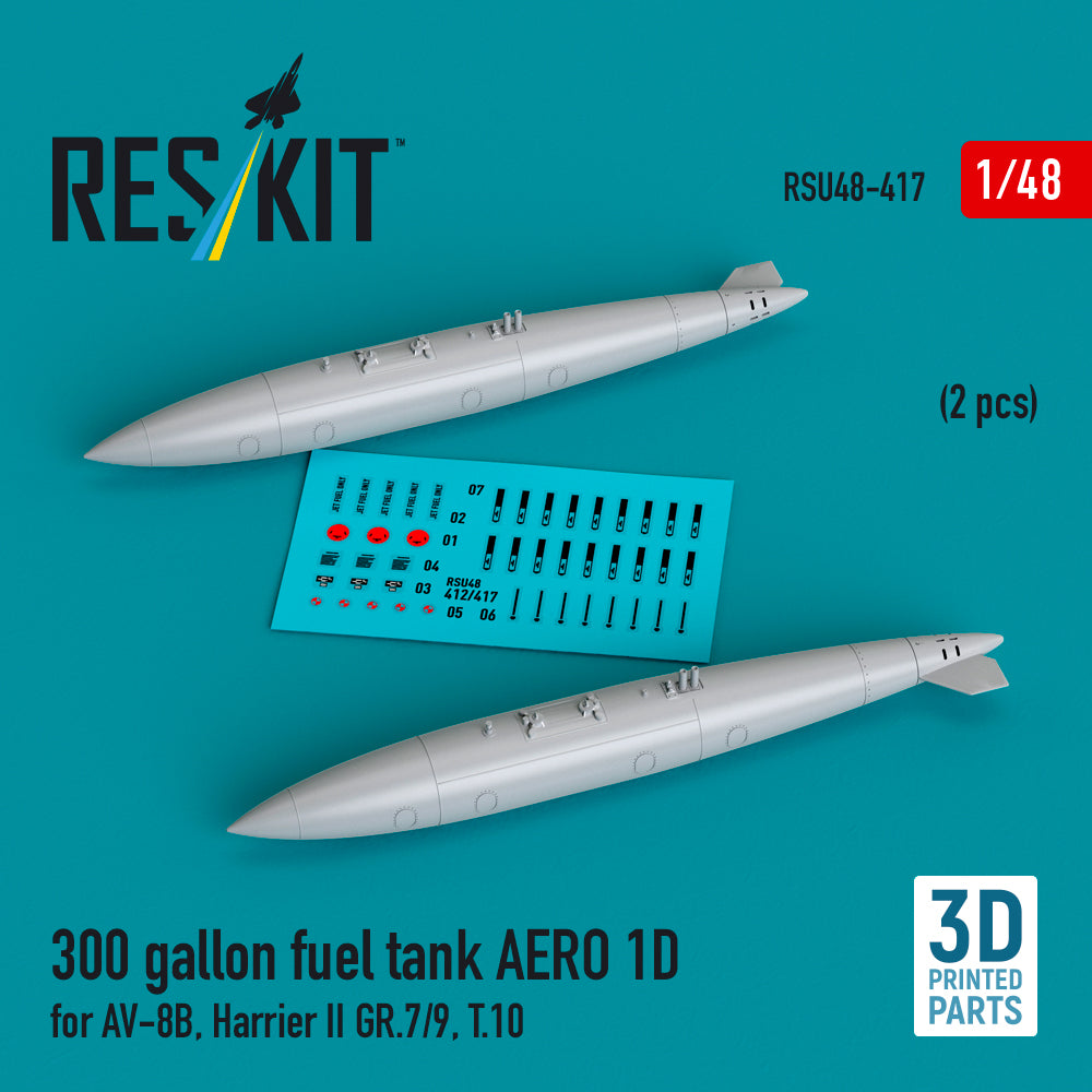 ResKit RSU48-0417 1:48 AV-8B Harrier II 300gal Fuel Tank AERO 1D