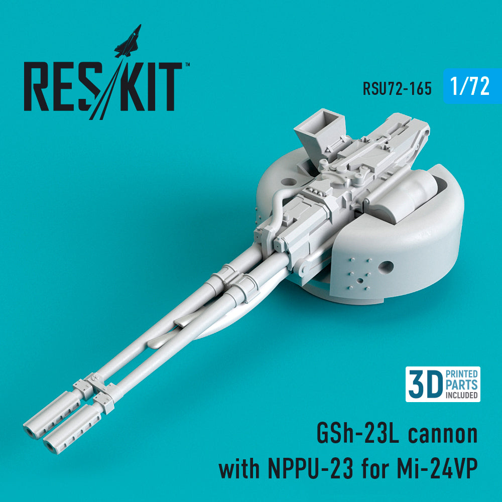 ResKit RSU72-0165 1:72 GSh-23L cannon with NPPU-23 for Mil Mi-24VP