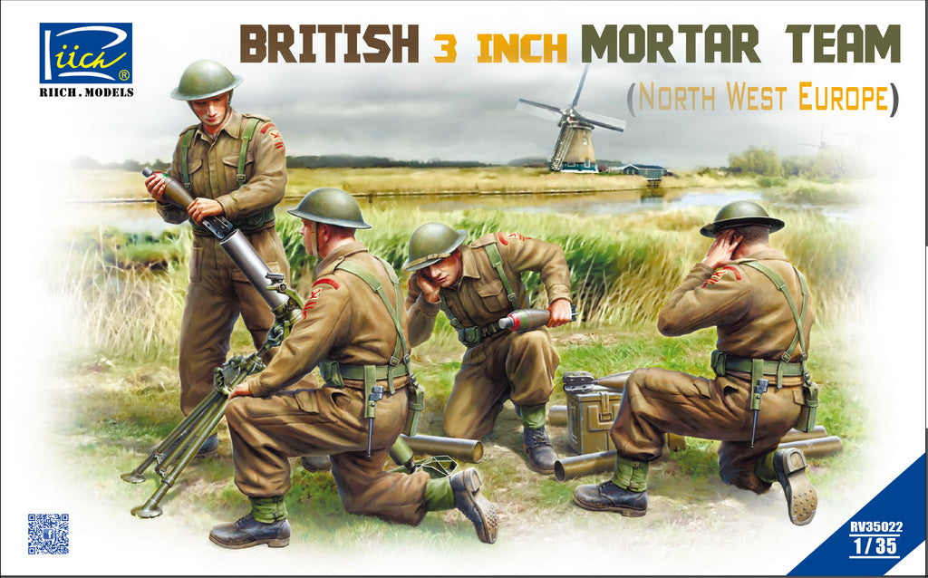 Riich Models RV35022 1:35 British 3 inch Mortar Team set